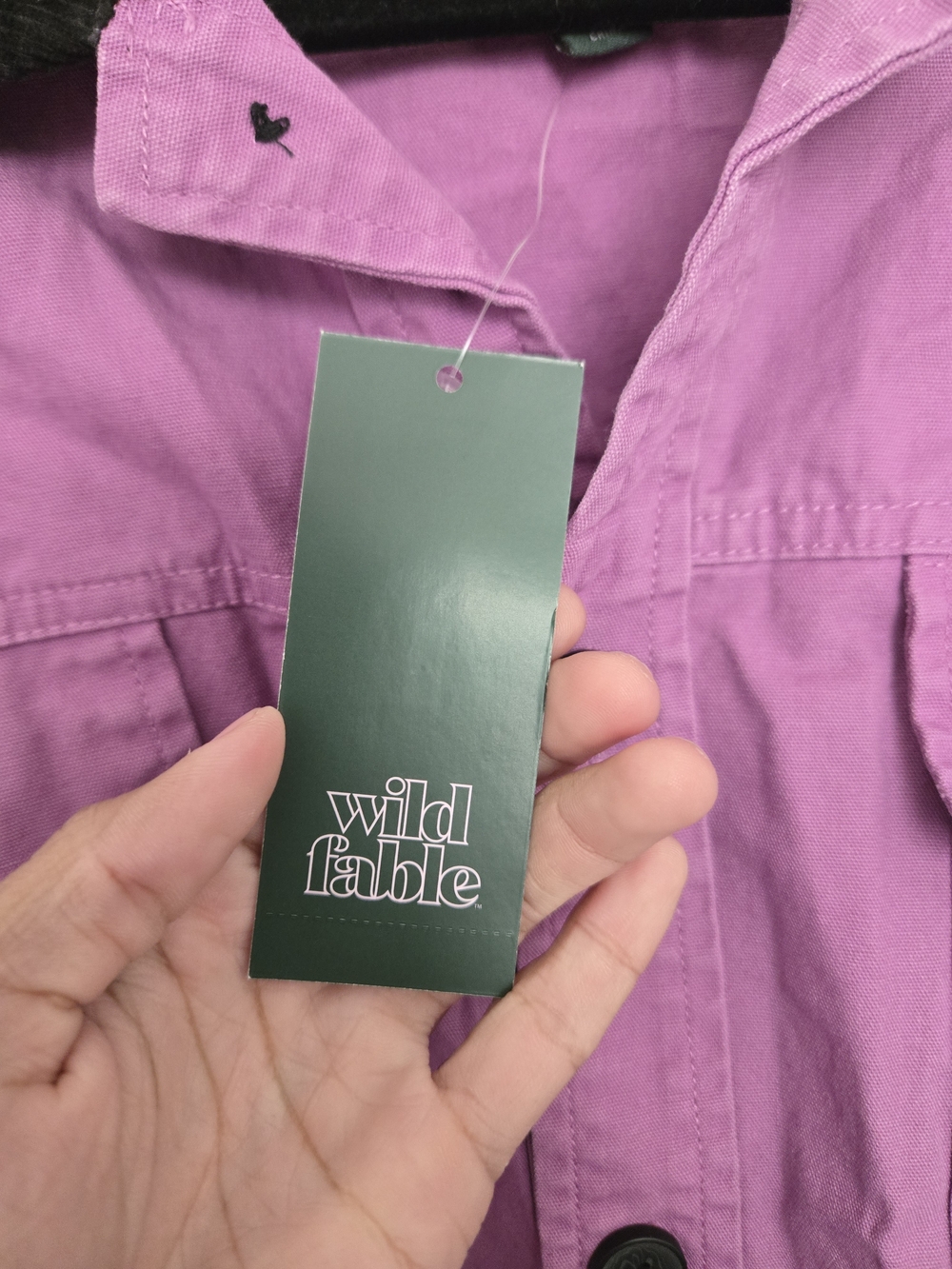 wild fable Lilac Cropped Jean Jacket with Black Collar - Picture 5 of 6